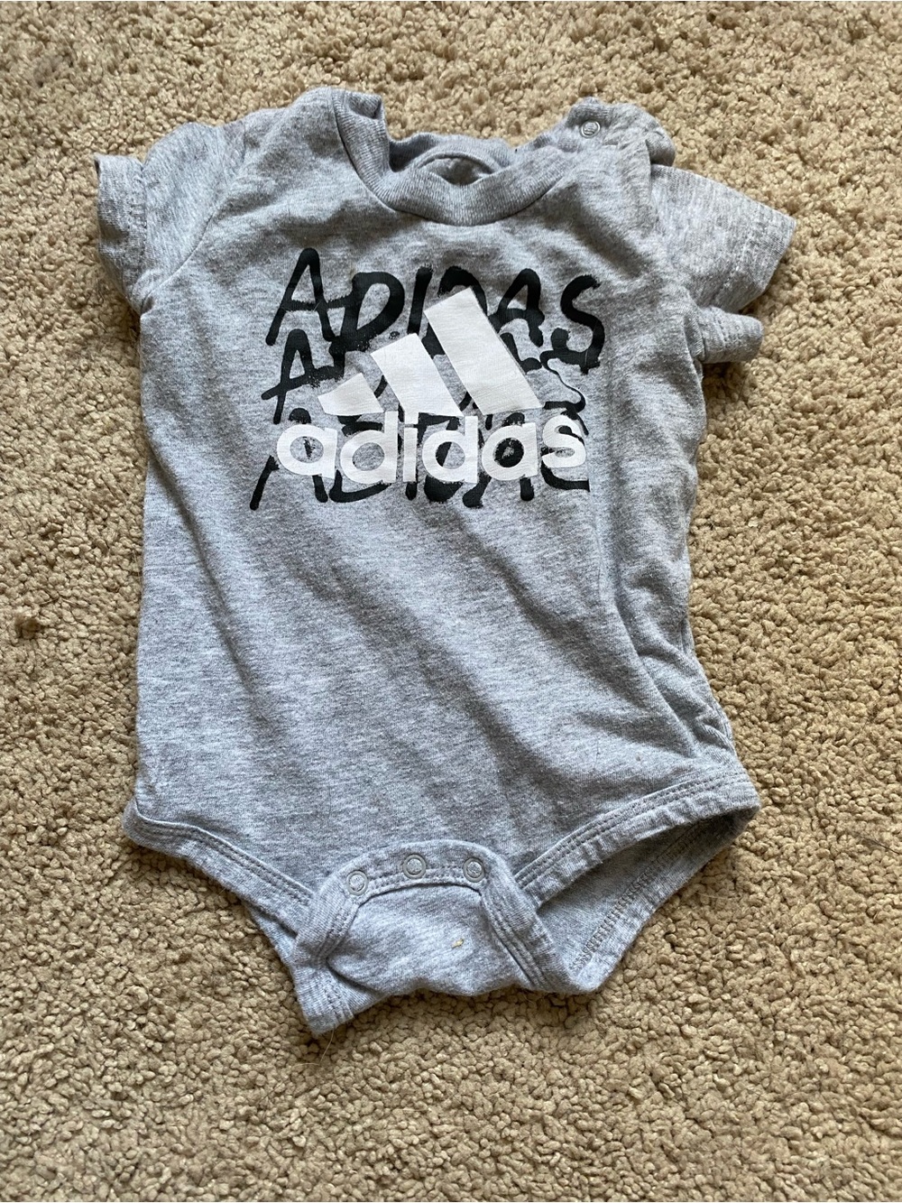 adidas Heather Gray Baby One-Piece with White Logo